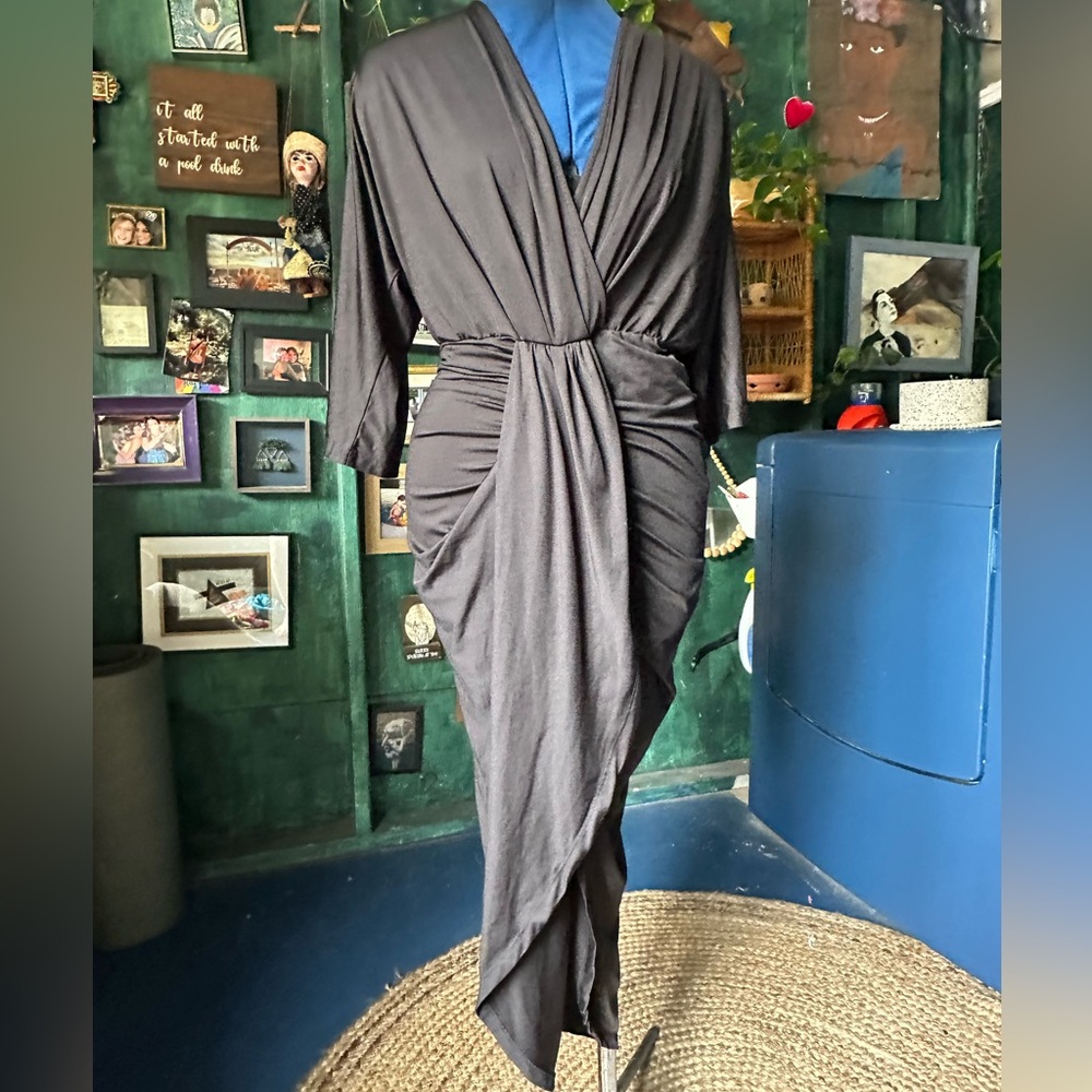 Chic Black Draped Dress